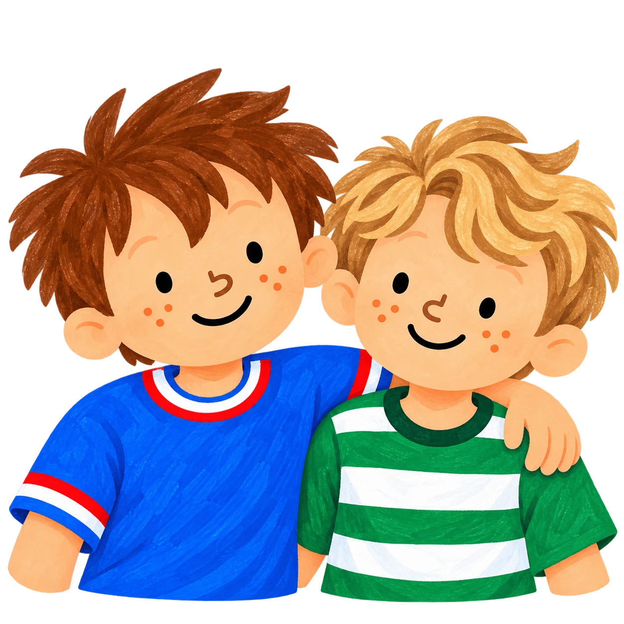 Jamie and Callum with an arm around each other